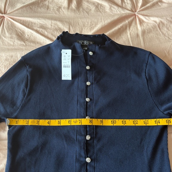 J Crew Perfect Rib Rhinestone Button Cardigan in Navy - size Small - Picture 4 of 5